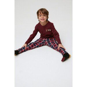 Trendyol Claret Red Printed Boy Knitted Pajamas Set