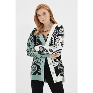 Trendyol Mint Oversize Jacquard Knitwear Cardigan