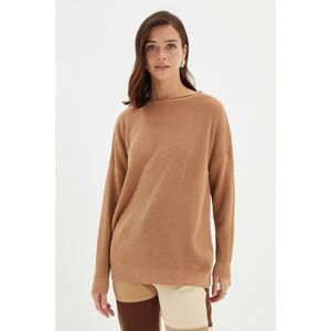 Trendyol Camel Slit Detailed Knitwear Pullover Sweater