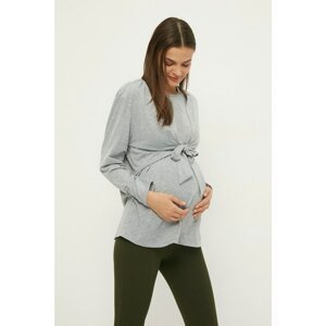 Trendyol Gray Knitted Maternity Blouse with Breastfeeding Function