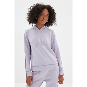 Trendyol Lilac Color Block Basic Hooded Thin Knitted Sweatshirt