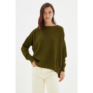 Trendyol Khaki Slit Detailed Knitwear Pullover Sweater