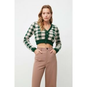 Trendyol Green Crop Jacquard Knitwear Cardigan