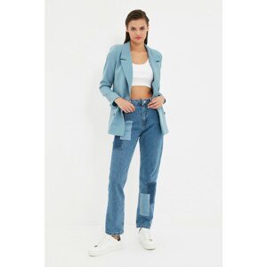 Trendyol Blue Patch Detail High Waist Bootcut Jeans