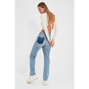 Trendyol Blue Pocket Detailed High Waist Bootcut Jeans