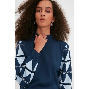 Trendyol Indigo Sleeve Jacquard Knitwear Sweater