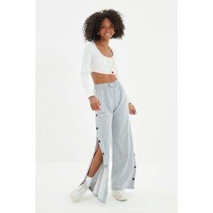 Trendyol Gray Snap Detailed Wideleg Slim Knitted Sweatpants