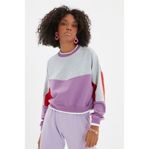 Trendyol Gray Color Block Basic Thin Knitted Sweatshirt