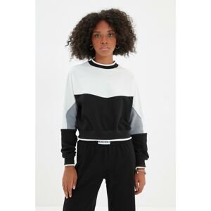 Trendyol Black Color Block Basic Thin Knitted Sweatshirt