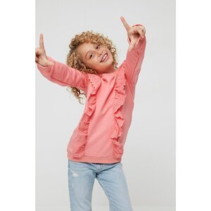 Trendyol Pink Embroidered Girl Knitted Sweatshirt