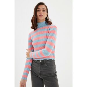 Trendyol Light Blue Striped Knitwear Sweater