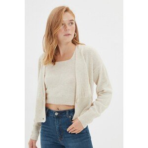 Trendyol Stone Double Breasted Blouse- Cardigan Knitwear Suit