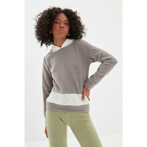 Trendyol Gray Basic Hooded Fleece Knitted Sweatshirt