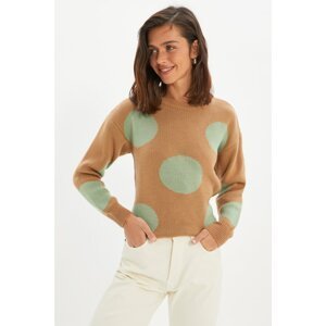 Trendyol Camel Polka Dot Jacquard Knitwear Sweater