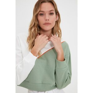 Trendyol Mint Color Block Basic Thin Knitted Sweatshirt