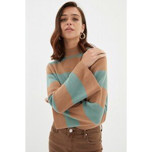 Trendyol Camel Color Block Sleeve Detailed Knitwear Sweater