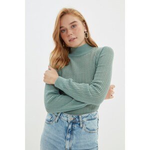 Trendyol Mint Openwork Collar Knitwear Sweater
