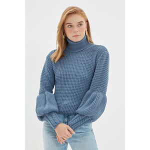 Trendyol Indigo Crop Turtleneck Knitwear Sweater