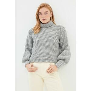 Trendyol Gray Crop Turtleneck Knitwear Sweater