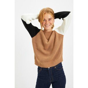 Trendyol Camel Color Block Knitwear Sweater