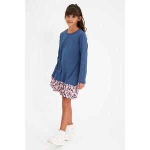 Trendyol Navy Blue Woven Detailed Girl Knitted Dress