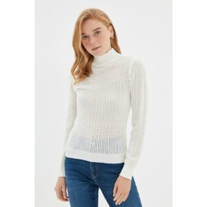 Trendyol Ecru Openwork Collar Knitwear Sweater
