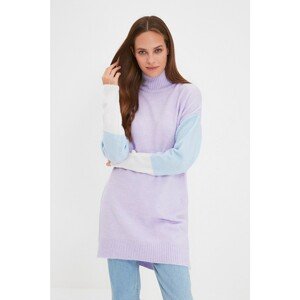 Trendyol Lilac Half Turtleneck Color Block Knitwear Sweater