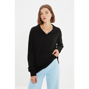 Trendyol Black Unisex Regular Fit Polo Neck Sweater