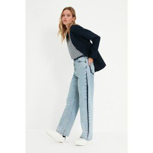 Trendyol Blue Color Block High Waist 90's Wide Leg Jeans