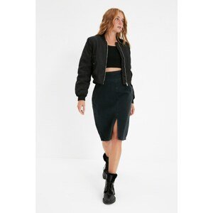 Trendyol Black Slit Midi Denim Skirt