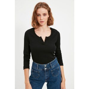Trendyol Black Recycle Ribbed Knitted Blouse
