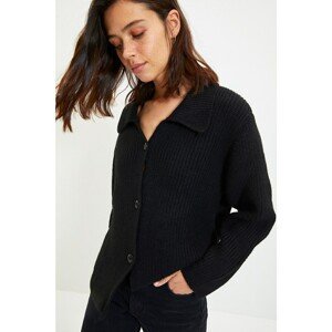 Trendyol Black Polo Collar Knitwear Cardigan
