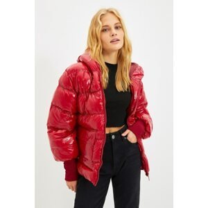 Trendyol Red Rib Detailed Shiny Inflatable Coat