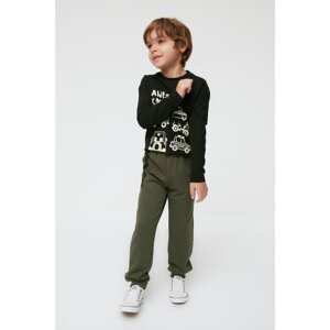 Trendyol Khaki Stripe Detailed Boy Knitted Slim Sweatpants