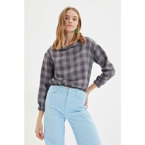 Trendyol Anthracite Check Blouse