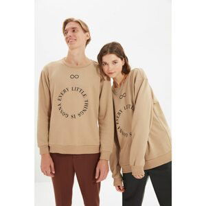 Trendyol Stone Unisex Regular Printed Knitted Sweatshirt