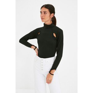 Trendyol Black Window Detailed Fitted Knitted Blouse