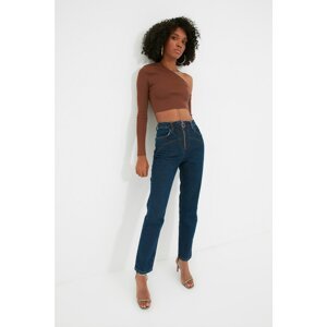 Trendyol Blue Zipper Detailed High Waist Bootcut Jeans