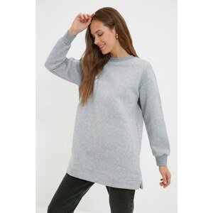 Trendyol Gray Crew Neck Basic Plush Knitted Sweatshirt