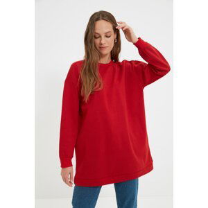 Trendyol Red Crew Neck Basic Plush Knitted Sweatshirt