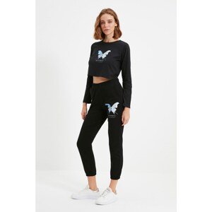 Trendyol Black 100% Organic Cotton Basic Jogger Printed Knitted Thin Sweatpants