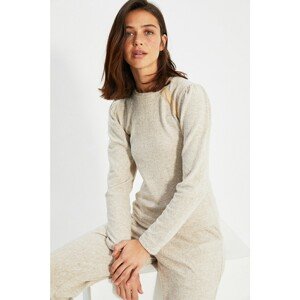 Trendyol Beige Poplin Detail Soft Knitted Blouse