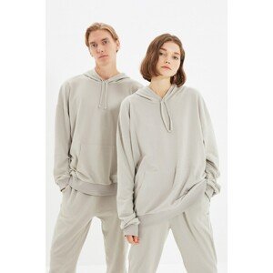 Trendyol Gray Unisex Oversize Hooded Knitted Sweatshirt