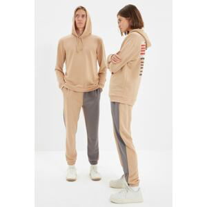 Trendyol Camel Unisex Ribbed Regular Knitted Sweatpants