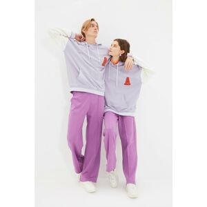 Trendyol Purple Unisex Ribbed Wide Leg Knitted Sweatpants