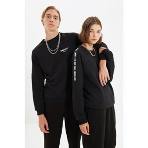 Trendyol Black Unisex Raglan Sleeve Basic Knitted Sweatshirt