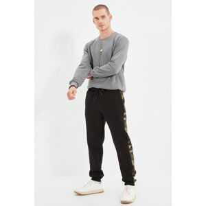 Trendyol Black Men Regular Fit Rubber Leg Striped Sweatpants