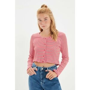 Trendyol Red Striped Knitted Cardigan