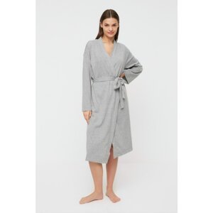 Trendyol Gray Belted Knitted Kimono&Caftan