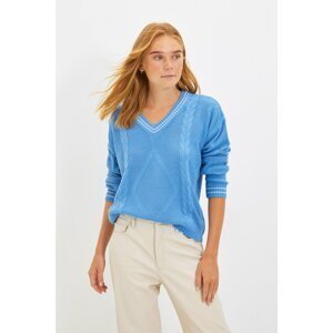 Trendyol Blue Knitted Detailed Knitwear Sweater